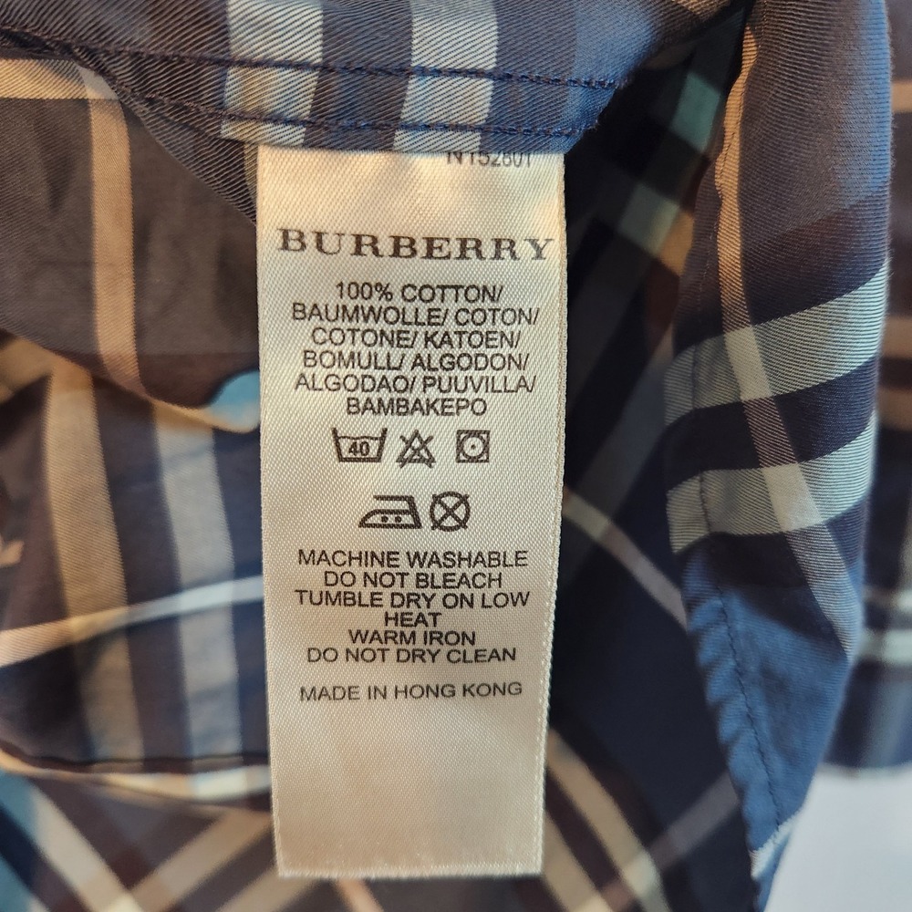 Burberry Brit Jack Sport Shirt Men's XL Blue Nova Check Plaid Button-Down Shirt - Picture 6 of 14